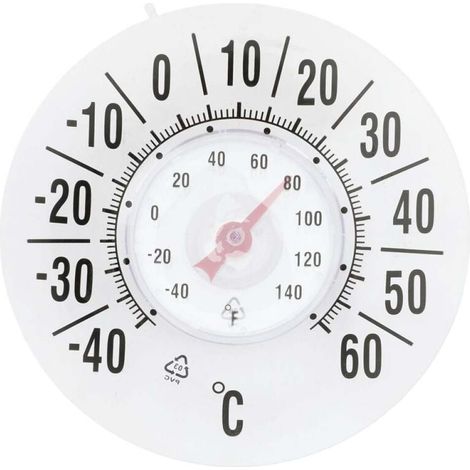 Thermomètre extérieur, thermomètre extérieur Ventouse, à Fixer sur Une fenêtre, Affichage en degrés celcius et Fahrenheit, sans Mercure, Plastique, Transparent (1/5)