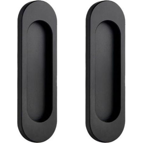 Lot de 2 Poignée de Porte Interieur Poignées Porte Coulissante Noires Ovales Auto-Aadhésives Poignée De Cuisine Sans Perçage Poignée Placard en Alliage d'aluminium Poignée Meuble Cuisine (1/5)