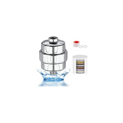 15 Étapes Filtre Douche Anti Calcaire, Filtre de Douche avec Vitamine C pour l'eau dure, Filtre Pommeau Douche, Filtre à Eau Douche avec 2 Cartouches, pour éliminer chlore les métaux lourds - Crezuo