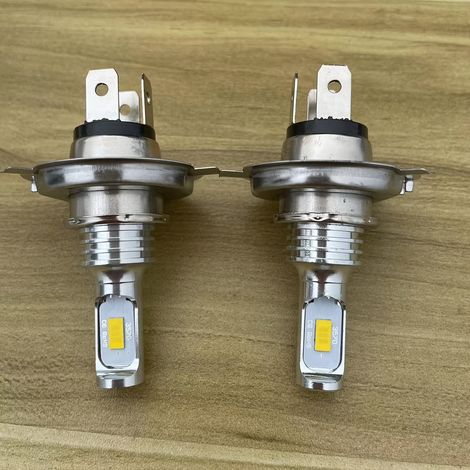 (Lot de 2) Ampoules LED H4 9003 pour phares et antibrouillards avec puces CSP 3570 (Feux de route et de croisement intégrés) — Éclairage blanc 6000 K / Ampoules pour feux de jour (DRL)