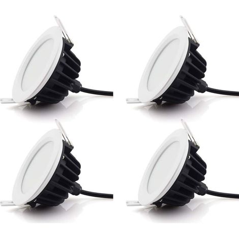 9W Downlight LED,Luminaires Encastrés Plafonnier Lampe à Panneaux - Étanche IP65 pour Salle de bains et Chambre Éclairage Intérieur Extérieur (3000K,AC220V-240V, Pack de 4)