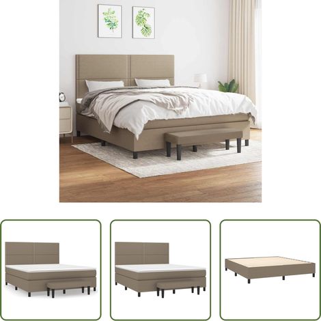 vidaXL Kopfteil - Boxspringbett mit Matratze Taupe 180x200 cm Stoff (1/5)