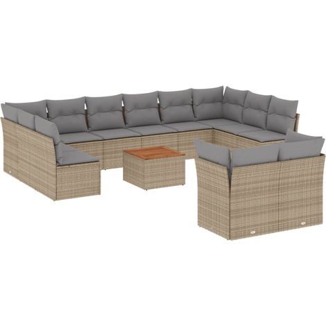 Maison Exclusive - Juego de sofás jardín con cojines beige mezcla (1/5)