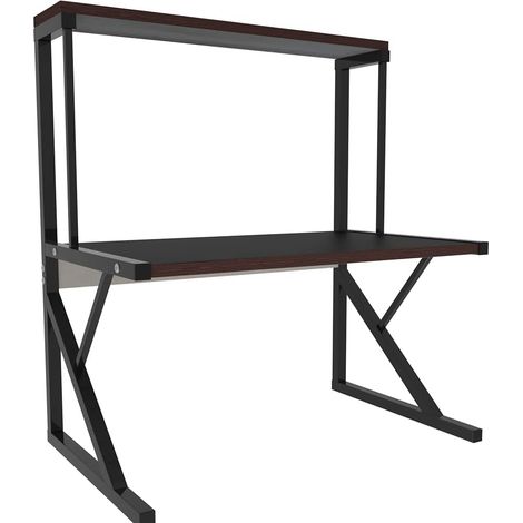 1 Étagère de cuisine,3 tablettes,acier et bois,rangement micro-ondes,65x54x30cm,cuisine,bureau (1/5)