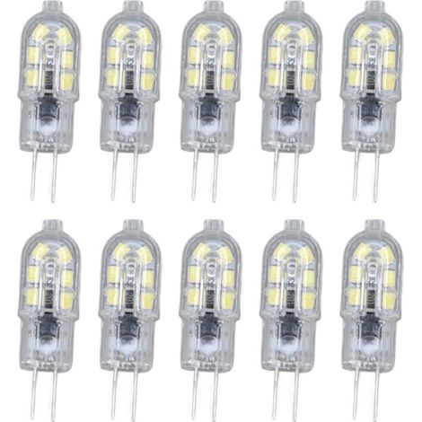 Paquete de 10 bombillas LED G4 2835 transparentes, 220 V CA, enchufables para autocaravanas, armarios e iluminación de jardines, blanco cálido 2700