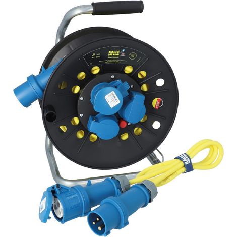 Kalle Campingkabeltrommel CEE 230V 16A 2,5mm² Extreme Signal Gelb IP44 25 Meter Kabeltrommel + Anschlussleitung 1,5m