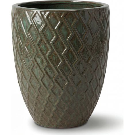 Pot grande taille d'extérieur ZEUS 30x44cm vert brumeux, fait main en terre cuite émaillée, résistant au gel (1/2)