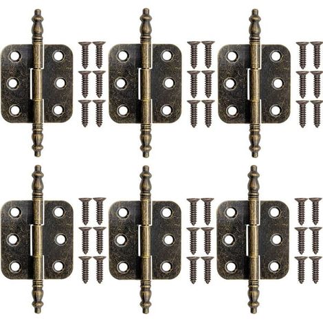 Ensemble de 6 charnières décoratives en bronze vintage pour portes d'armoires (1/4)