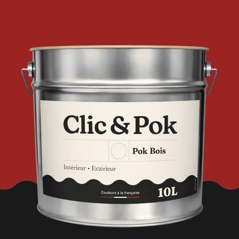 Peinture Bois Extérieur – POK BOIS - 10L - RAL 3002 - Rouge carmin- Résistante aux intempéries - Ne s'écaille pas