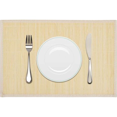 6 Napperons en bambou 30 x 45 cm Nature (1/4)