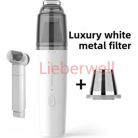 13KPA LIEBERWELL Portable Automatic Car Vacuum 2600mAh Rechargeable Low Noise 50dB Lightweight Wet Dry Interior Cleaner White (1/5)