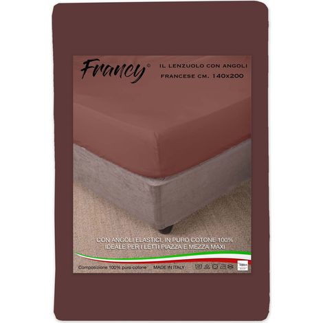 LENZUOLO CON ANGOLI FRANCY MARRONE FRANCESE 1 PIAZZA E MEZZA GRANDE MAXI (1/3)