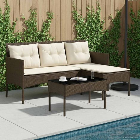 Gartensofa-set mit Kissen 2 pcs Poly-Rattan