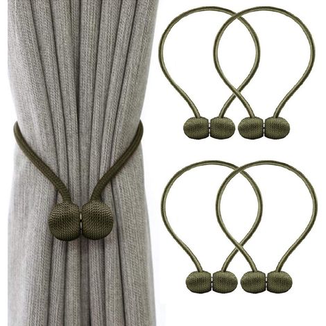 MINKUROW Juego De 4 Alzapaños Para Cortinas, Alzapaños Magnéticos Para Cortinas, Hebilla Trenzada Magnética Para Cortinas (Verde) (1/2)