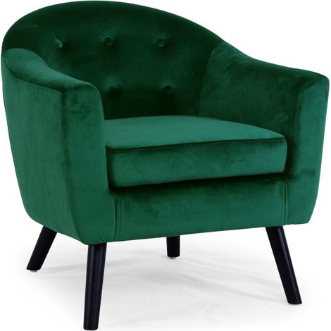 Fauteuil Scandinave Velours "Lopy" 79cm Vert (1/5)