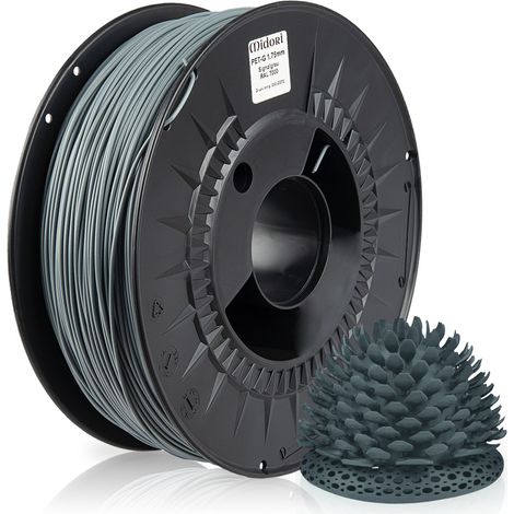MIDORI® 3D Drucker 1,75mm PETG Filament 1kg Spule Rolle Premium Signalgrau RAL7000 (1/5)