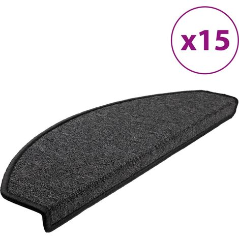 Tappetini per scale 15 pz 65x24x4 cm Antracite Semicircolari Grandi vidaXL