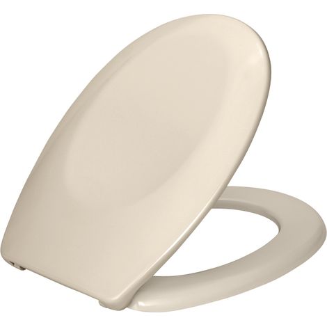 Wenko – Abattant WC Bergamo beige – Duroplast antibactérien – Fixation réglable en acier inox – Dimensions 35 x 44,4 cm (1/5)