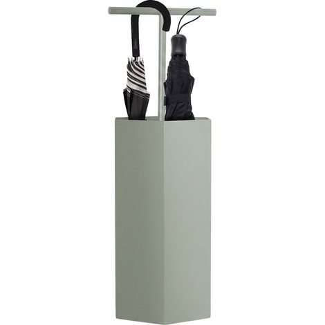 Ohm - Porte-parapluie design 25 x 72 x 22 cm avec fente d'évacuation d'eau, en métal sauge (1/5)