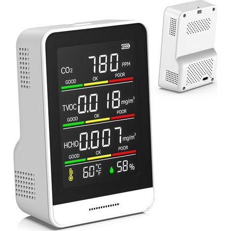 Medidor de CO2，Medidor de calidad del aire，Monitor de interiores，Medidor de humedad，Medidor inteligente，Medidor de temperatura (1/5)