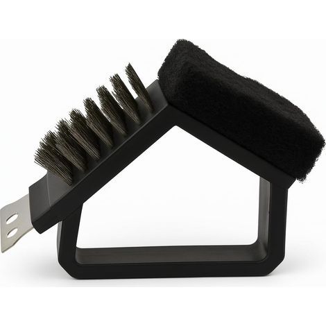 JSSEVN - 3-in-1 BBQ Brush – Cleaning brush with scraper, brass bristles and scouring pad – for gas grills and charcoal barbecues (1/5)