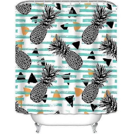 Rideau de douche à motif de feuilles de style européen, épais et imperméable (180x180cm) (turquoise) (1/3)