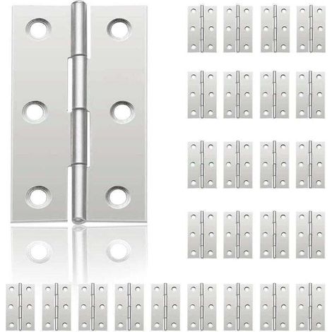 24 Stück kleine Türscharniere, Edelstahlscharniere, DIY-Türscharniere für Schranktüren, Klavierscharniere, Schmuckkästchen, Möbelbeschläge, Kleiderschränke (44 mm x 32 mm)