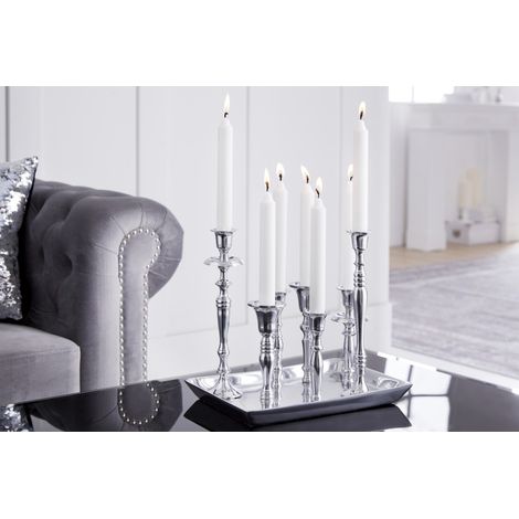 MEUBLER DESIGN Chandelier Baroque 7 Flammes Argenté Aluminium Poli Porte-bougie Plaque Décorative, Style ,  x  x  cm (1/5)