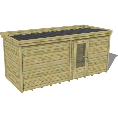 ABRI DE JARDIN bois traité 27mm, 5,7x2,1m, 12m2, Plancher