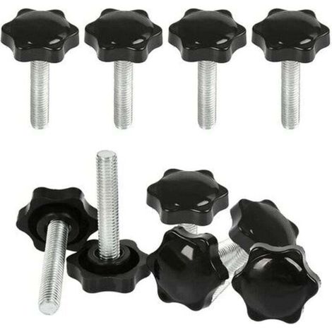 10 Pcs M8x40mm Boutons Serrage Vis Tête Moletée,Bouton Main Fileté Ecrou en Etoile Boulon de Serrage Filetage Boutons de Serrage Filetage avec Poignée Serrage de Poignée Visser en Plastique