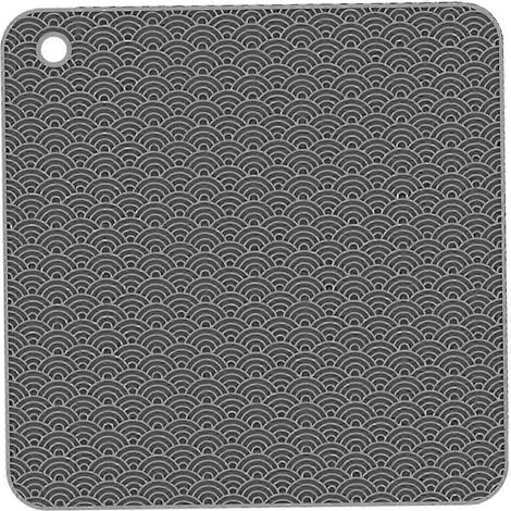 Dessous de plat en silicone pour plan de travail, résistant à la chaleur, coloris gris, dimensions : 18 x 18 cm.-Square