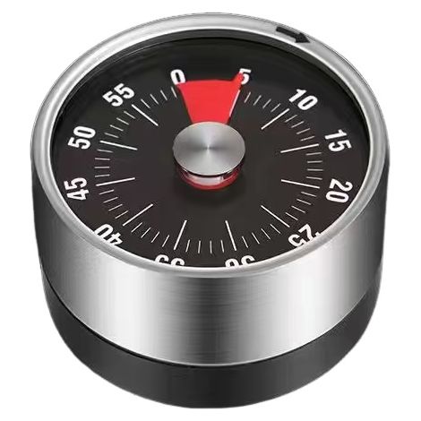 60-Minuten-Magnettimer mit akustischem Alarm, batterielos, geeignet für Küchen, Kinderzimmer usw. Schwarz, 1 Stück pro Packung. (1/5)