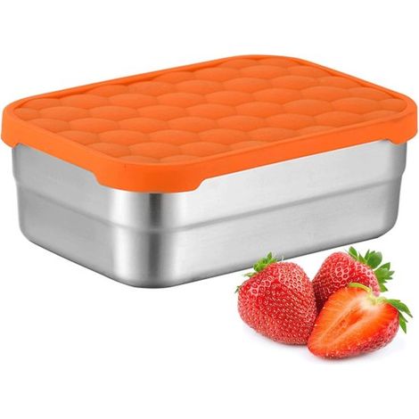 Fiambrera de acero inoxidable con tapa de silicona a prueba de fugas, apta para guardar aperitivos, sándwiches, frutas y verduras, 700 ml. (1/5)