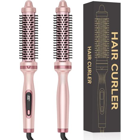 32mm Thermal Brush 320-392 Degree LCD Screen Ionic Thermal Brush Dual Voltage for Travel Styling Comb Curled Smooth (Pink) (1/5)