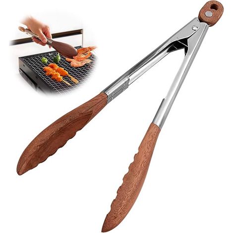 Pinze da cucina in legno da 30 cm, pinze per spaghetti resistenti, pinze da portata, pinze per griglia, pinze per carne, resistenti al calore per cucinare, grigliare e servire. (1/5)