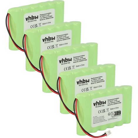vhbw 5x batería compatible con Incognito Elite P2000, Serie 7, 73016 escáner códigos de barra, TPV (1200 mAh, 7,2 V, NiMH)