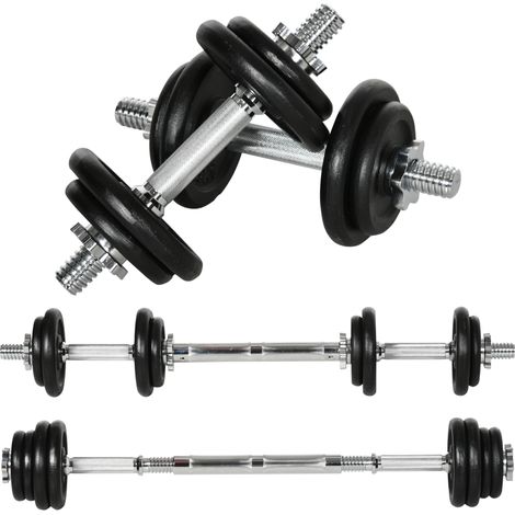 Set de mancuernas 2 en 1 ajustable 20 kg con barra de unión de hierro antideslizante (1/5)