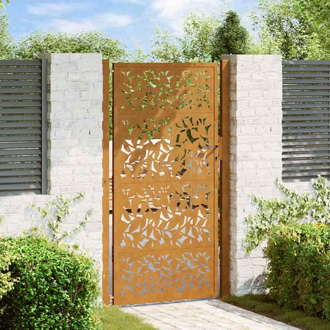 Gartentor 100x200 cm Wetterfester Stahl Blattdesign