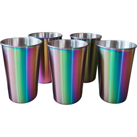 5 Edelstahlbecher, 500 ml Fassungsvermögen, bruchsicher, für Kinder und Erwachsene, ideal für Reisen und Outdoor-Aktivitäten