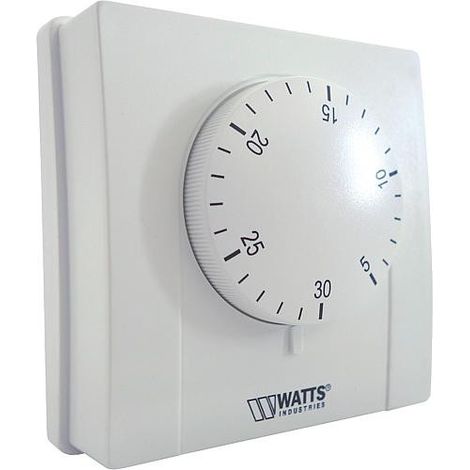 Watts – Thermostat de chaudière mécanique – Alimentation filaire – Plage de température 0°C à 50°C – Hystérésis 0,6°C – Classe de protection IP30
