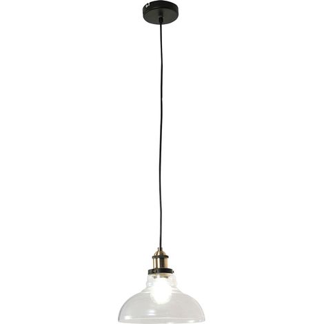 Lampada a sospensione lampada a sospensione vintage lampada da sala da pranzo lampada da soggiorno, soffiata a bocca a mano, metallo vetro nero oro, 1x presa E27, DxH 25x200cm