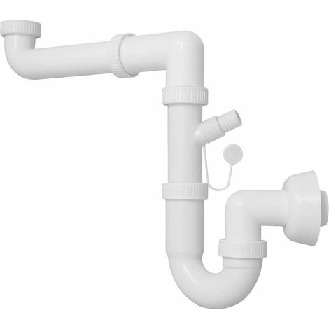 Schläfer 4395025  Sifone Universale 1"1/2 per lavelli - Uscita diam 40mm, Set Sifone a S in Plastica, Scarico Lavandino Autopulente Salvaspazio per Lavello Singolo con Attacco Lavastoviglie Lavatrice (1/5)