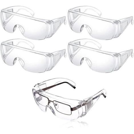 5 PièCes Lunettes SéCurité Contre Gouttelettes Protection Yeux Lunettes Anti-PoussièRe Lunettes SéCurité Transparentes Anti-BuéE Pour Un Usage Quotidien, Bricolage, Laboratoire, Soudage, Meulage (1/5)