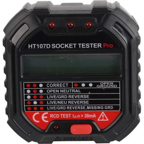 Testeur de Prise Électrique Numérique UE 90‑250V - Écran LCD, Détecteur de Défauts Secteur (1/5)
