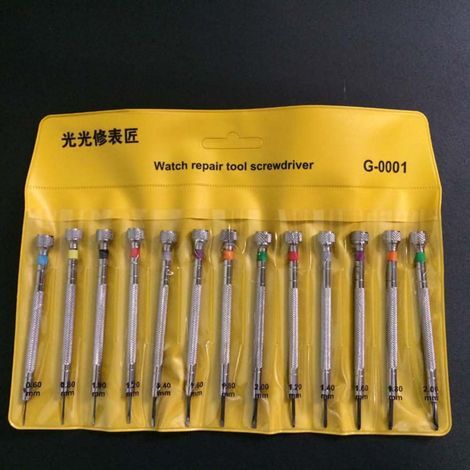 13 pcs/lot Professional Watch Screwdriver Repair Tool Set - Slotted Flat Blade and Phillips Screwdriver for Mobile Phones - Watch Repair Promotion KC1321 (1/3)