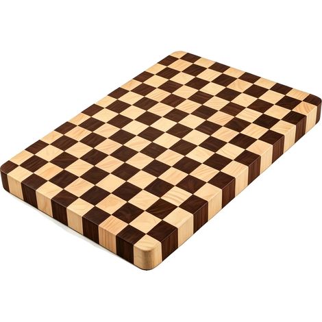 Tagliere in legno massello di caucciù, con motivo a scacchiera, 45x30x3,5 cm (1/2)