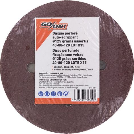 Disque perforé agrippant d.125mm grains assortis, 8 trous lot de 15