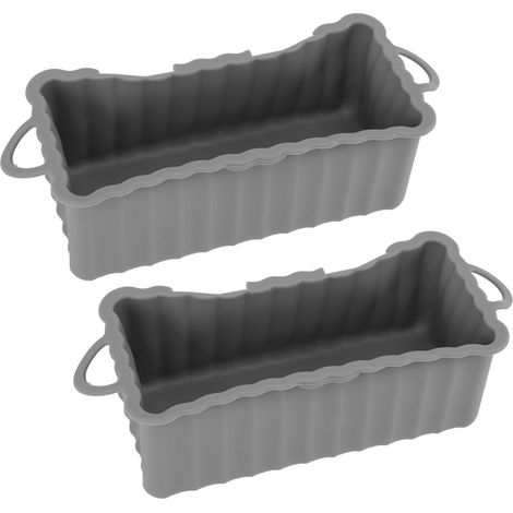 Lot de 2 bacs à graisse en silicone rectangulaires réutilisables pour Blackstone Griddle, inserts de coupelles à graisse pour camping barbecue, gris (1/5)