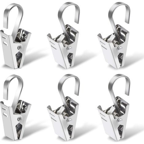 Anneaux Rideaux avec Pince, 100 Pièces Acier Inoxydable Accroche Rideau Anneaux à Pince pour La Décoration De La Fenêtre De La Maison Photos Artisanat, Argent (1/5)