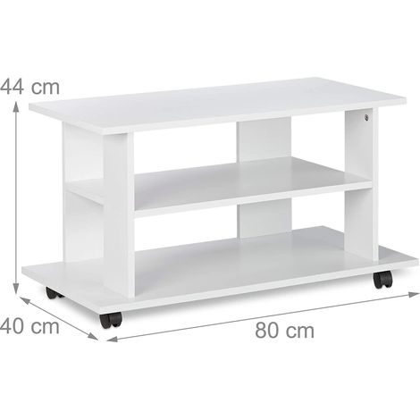 Copia de Mueble TV mesa consola 2 compartimentos con ruedas 80 cm blanco 1300016602